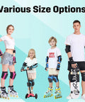 6 In 1 Protective Gear Set For Inline Skating Skateboarding Scooters And BMX Knee Pads Elbow Pads Wrist Guards on people