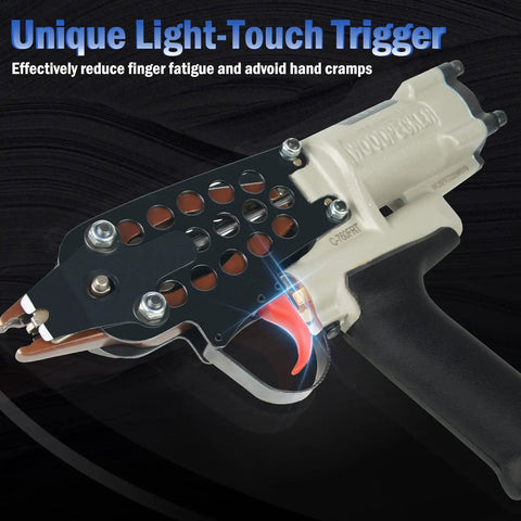 Pro Grade 16 Gauge Air Hog Ring Gun Heavy Duty Packer For Fencing Upholstery Easy Adjust Trigger Fast Locking System Built Like A Tank Smooth Pull Action Quick Reload Capability Zero Hassle Operation