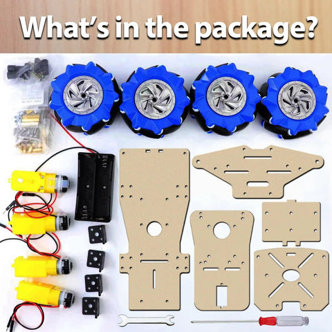 4WD mecanum wheel Arduino chassis kit components layout