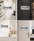Dead Serious No Soliciting Sign Crafted From Brushed 304 Stainless Steel Features Raised Lettering On Various Doors