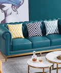 Badass Rock Solid 200 Piece Antique Upholstery Tacks And Furniture Nails Pin Assortment Kit In Classic Silver on teal tufted sofa with pillows.