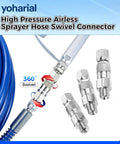 Three Pack One Quarter Inch Spray Gun Rotary Union 360 Degree Rotatable Joint For Smooth Hose Torsion Relief And Easy Swivel Connection Durable Sprayer Accessory Set 1/4-inch metal hose connector