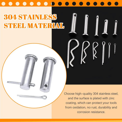 All In One 122 Piece Cotter Pin Kit In 15 Sizes Including M1.5 M2 M3 M4 M6 M8 Made From 304 Stainless Steel With Cotter Pins R Shaped Pins And Clevis Pins For Automotive Repairs And Mechanical Projects Gearhead Approved displayed on black background