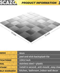 Copper Peel and Stick Backsplash Tiles, 10 Sheet Mosaic, Metal Look Kitchen Backsplash shown in 12x12 inch stainless steel tiles