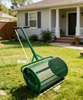 24 Inch Rugged Compost Spreader Roller For Lawn Care With Adjustable T Handle And Steel Mesh Roller in garden