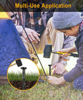 Boy hammering 100 Pack 8 Inch Plastic Landscape Stakes With Spiral Nylon Edging Spikes for multi-use applications