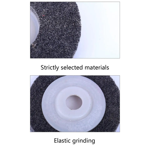 Close-up of 4 Inch Nylon Fiber Polishing Wheel for 100mm Angle Grinders showing material texture and hub detail