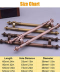 Various Red Copper Barn Door Pull Handle For Sliding Doors 120cm 47In Commercial Grade Heavy Duty H Shape Exterior Interior Push Pull Bar For Shop And Office With Easy Install Hardware Included displayed with size chart.