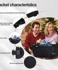 Hidden Travel Money Belt Wallet With RFID Blocking Slim Passport Holder Fanny Pack on table with accessories displayed.