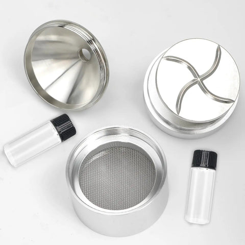Superfine Grinding Pepper Grinder Set With Aluminum Alloy Body And Glass Storage Bottles, Adjustable Coarseness silver parts