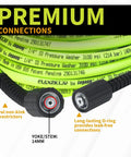 Pressure Washer Hose With M22 Fittings 1/4 In By 50 Ft Flexible Hybrid Polymer For Subzero Cold To 140 Degree F Heat ZillaGreen