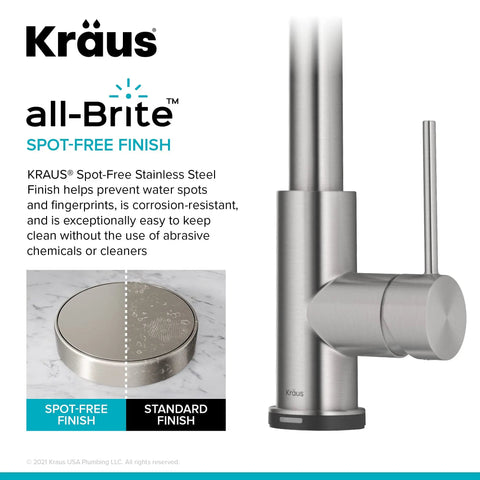 Spot-free stainless steel finish on Touch Kitchen Faucet With Pull Down Sprayer In Spot Free Stainless Steel, Single Handle High Arc Spout