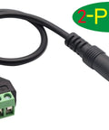 3.5mm Audio Male to 2 Pin Bolt Screw Terminal Female Cable Extender, 30cm Long, 12 Inch, Stereo Headphone Adapter, Black, 2 Pack
