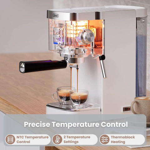 20 Bar Professional Espresso Machine With Milk Frother Steam Wand Compact Latte And Cappuccino Maker Adjustable Shot Volume White Finish Perfect Gift For Coffee Lovers