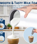 2 In 1 Milk Frother And Steamer For Lattes And More, Electric Foam Maker With Dual Whisk Heads in a kitchen, frothing milk