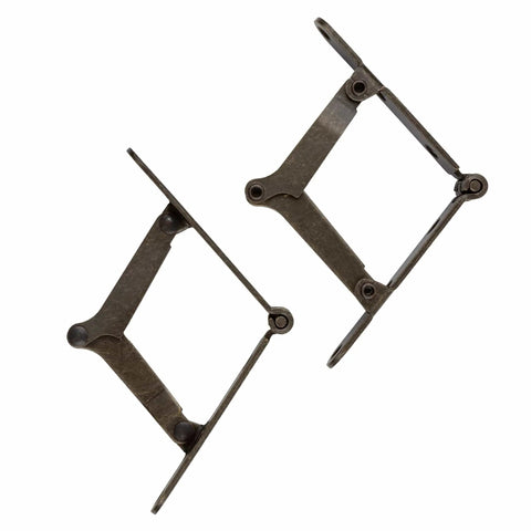 Drop Front Desk Hinge Set In Antique Brass Finish, 2 Pack For Slant Top Desks, 180 Degree Opening, Heavy Duty Steel Construction
