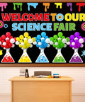 Totally Kid Friendly Fair Themed Bulletin Board Kit With 3D Balloons And Welcome Sign Chemistry Flask Cutouts Colorful Classroom Decor