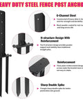 Heavy Duty Steel Fence Post Repair Kit With Double Ground Spikes And Post Anchors highlighted features and design details