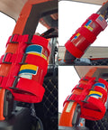 Jeep Roll Bar Fire Extinguisher Mount Holder With Heavy Duty Adjustable Nylon Straps Fits Wrangler CJ YJ TJ LJ JK JKU JL JLU All Years Red With USA Flag Pattern Easy Install And Secure Hold