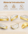 2 Pack Alabaster Cloud Stone Cabinet Pulls Gold Semicircle Drawer Handles With 3 Inch Center Hole Durable Solid Cabinet Hardware