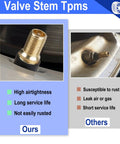 Image comparing TPMS valve stem types, highlighting advantages of the 5 Pack TPMS Tire Pressure Valve Stem Replacement Kit For Your Daily Driver.