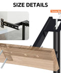 Heavy Duty Adjustable Headboard Brackets for Bed Frame in black metal showing size details and installation on base.