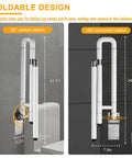 Foldable Toilet Grab Bar 29.5 Inch With Flip Up Design Safe Handicap Rail For Bathroom Anti Slip Leg Support Easy Installation