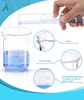 Pouring liquid from graduated cylinder into beaker showing features of 18 Piece All In One Hands On Lab Glassware Set For Experiments