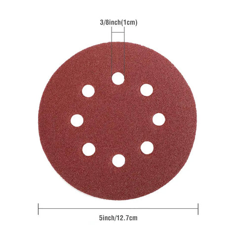 5 Inch 8-Hole Sanding Disc Set With Hook And Loop Includes Grits 60 80 100 120 180 240 320 400 For Random Orbital Sander Durable Aluminum Oxide Discs
