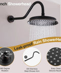 9-inch showerhead from RomceBath Antique Oil Rubbed Bronze Rain Shower Head Faucet System, featuring leak-proof design and 360-degree rotation.