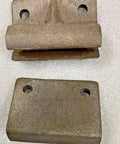 Tailgate Hinge Pair for Jeep CJ2A CJ3A CJ3B CJ5 CJ6 Rear Gate Mount Replacement with hardware, steel hinges close-up view