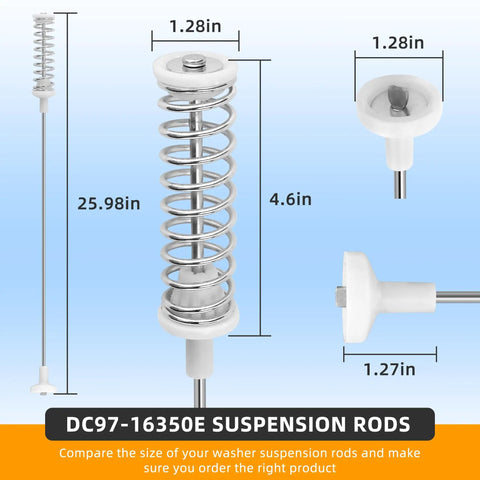 Premium Stainless Steel Washer Suspension Rods Replacement Kit For Front Load Washers DC97-16350E, Fits WA45H7000AW A2 And Similar Models, Heavy Duty, 1.5x Thicker, Quiet, Smooth Operation, Easy DIY Install, Durable Support For Balanced Loads, 25.98in
