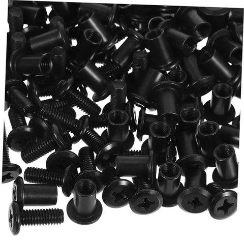 Bulk 170 Piece Steel Furniture Hardware Kit Rock Solid Screws And Nuts For Bed Frame Cabinet Assembly No Sweat Setup Heavy Duty Bolts Built Tough Office Chair Mounts Top Shelf Reinforcement Parts close-up of black-coated steel screws.