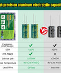 Dope 925Pcs Electrolytic Capacitors Kit With 36 Values In A Clear Plastic Case, comparison of aluminum vs iron wire capacitors.