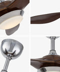WEvalMC Ceiling Fan with Light 48 inch Reversible Motor for Living Room, featuring wooden blades and chrome fixtures.