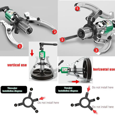 Heavy Duty Hydraulic Gear Puller Kit And Wheel Bearing Separator Tool For Mechanical Repair Made From Strong Forged Steel With Up To 5 Ton Capacity So You Can Fix It Easy As Pie No Sweat For Your Home Workshop Projects And Garage Needs Right Now, three-jaw setup