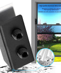 Lock Up Your Spot Tight With These Heavy Duty Black Window Locks 4 Pack Adjustable Sliding Door Security Stops With Keys close-up of black aluminum locking mechanism for sliding windows.