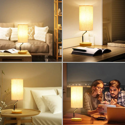 Upgraded Smart Bedside Table Lamp With Wireless Charger And USB Port in living room and bedroom settings
