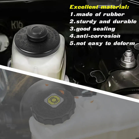 Toyota Brake Master Cylinder Fluid Reservoir Cap Replacement 47230 12040 47230 06010 on vehicle next to engine parts