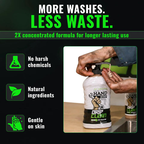 Person using 32 oz Heavy Duty Hand Cleaner For Mechanics With Pumice And Clay Infused Formula That Kicks Grease Oil And Grime