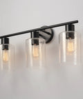 Bristol 5 Piece All In One Matte Black Bathroom Set With Dimmable 3 Light Vanity Light Featuring Seeded Glass Shades