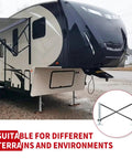 X Brace Stabilizer Rear Cross Stand Mounting Bracket installed on RV for Fifth Wheel to cut sway and roll