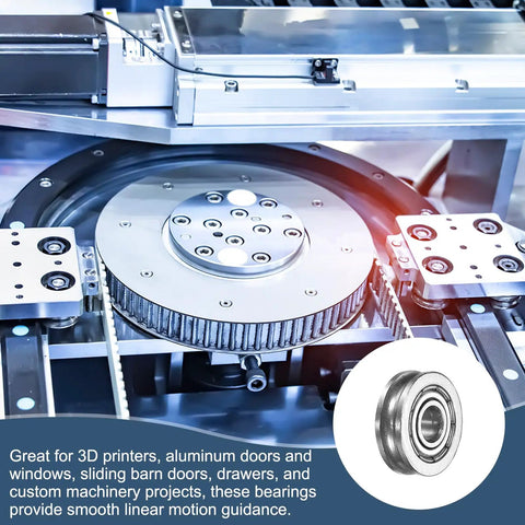 12 Pack Small U Groove Pulley Bearings 4x13x4mm For Rail Track Linear Motion Systems in machinery setup