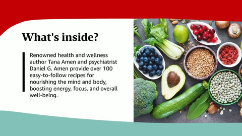 Brain Health Cookbook With Over 100 Easy Recipes To Fuel Your Brain Boost Energy And Focus Fight Illness And Aging And Turn Pain Into Purpose For A Sharper Mind And Better Living cover with fresh ingredients like vegetables and grains displayed.