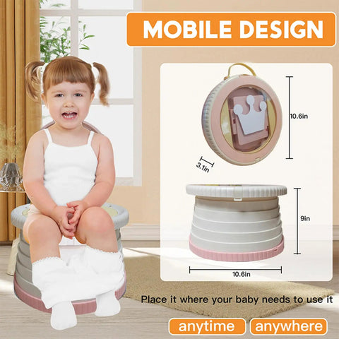 Foldable Toddler Potty Seat With Built In Cleanup Bag Holder For Campouts And Car Rides Pink Training Commode That Packs Away Fast And Saves Your Sanity On Family Road Trips