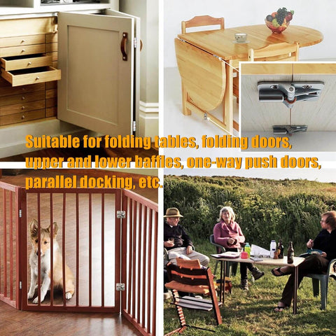 180 Degree Zinc Alloy Adjustable Locking Hinges Set Of 4 For Drop Leaf Tables And Desks, Anteisi Torque Hinges in various setups