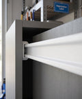 Close-up of 6 PCS ABS Plastic Drawer Slides 11.7 Inch Side Mount Rails for Cabinets showing smooth installation in a drawer.