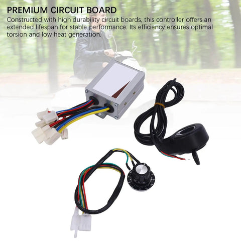 Electric Bike Motor Controller Kit with Smooth Speed Control, aluminum alloy, safe for trikes, bikes, black finish, reverse protection.