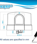 Outdoor Photocell Light Sensor Switch Dusk To Dawn Auto Control Twist Lock Plug dimensions diagram with HQRP logo