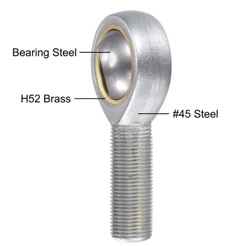 2 Pack Spherical Rod End Bearings With 18mm Bore And M18x1.5 Right Hand Male Thread Self Lubricated Joint Bearing Heavy Duty Connector For Hydraulic Cylinders And Machinery, #45 steel